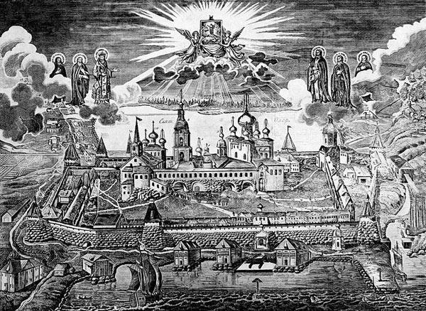 Il monastero delle isole Solovkj in una litografia del XIX secolo
