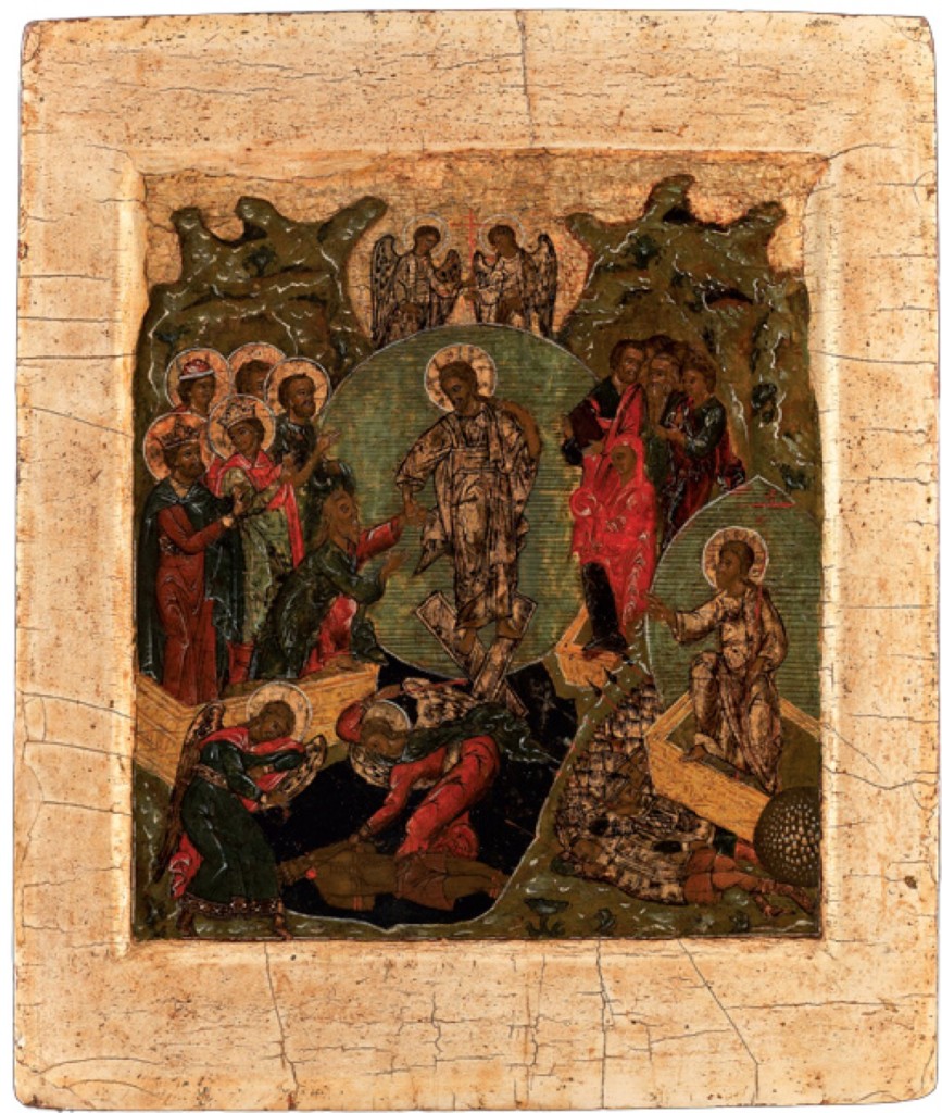 "Resurrezione con Discesa agli inferi", prima metà del XVII secolo, Russia del Nord, Sol’vyčegodsk, tempera all’uovo su tavola, cm 31,6 x 26,3